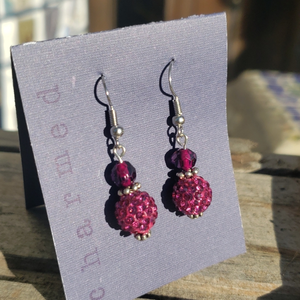 🍀 Pink Bling Earings